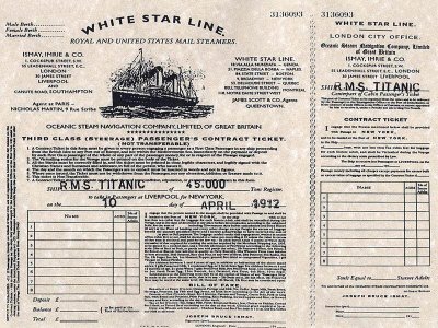 Cruise Contract - Cruise Passenger Ticket - Titanic 