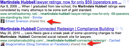 Social media in Google search results