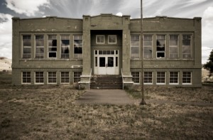 Old run-down school building