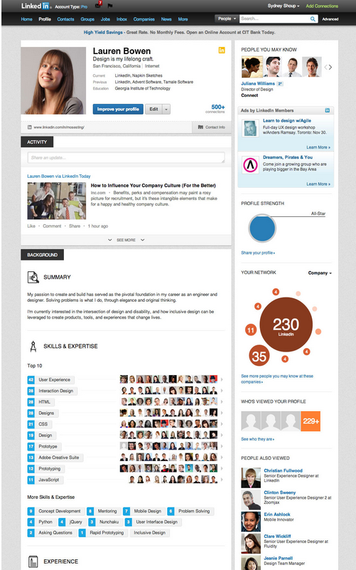 LinkedIn Profile Update