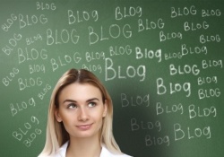 blog words on blackboard