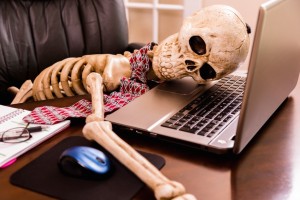 skeleton on computer