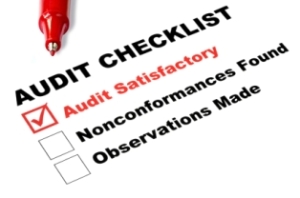 Audit checklist, with tick against "audit satisfactory",