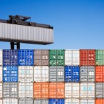 Shipping Container Above Stacked Others