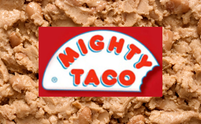 logo Mighty Taco with beans
