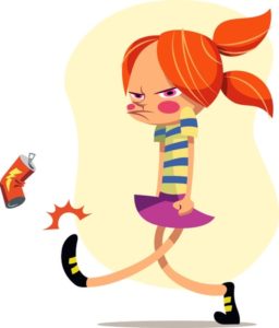 15956618 - a vector illustration of an angry girl kicking a soda can