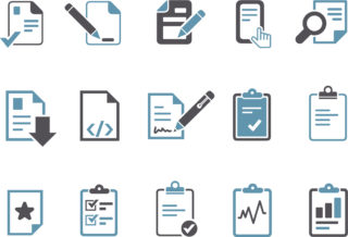 Vector icons pack - Blue Series, office docs collection.