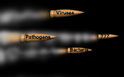 illustration speeding bullets viruses pathogens bacteria
