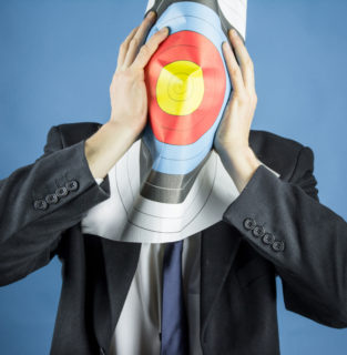 Lawyer holding a target on his face