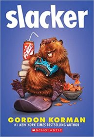 Beaver drinking Fizze, eating flavored corn chips, and playing a video game console. It is marvelous.