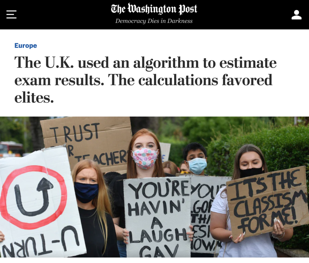 Washington Post - UK Exam Algorithm Scandal