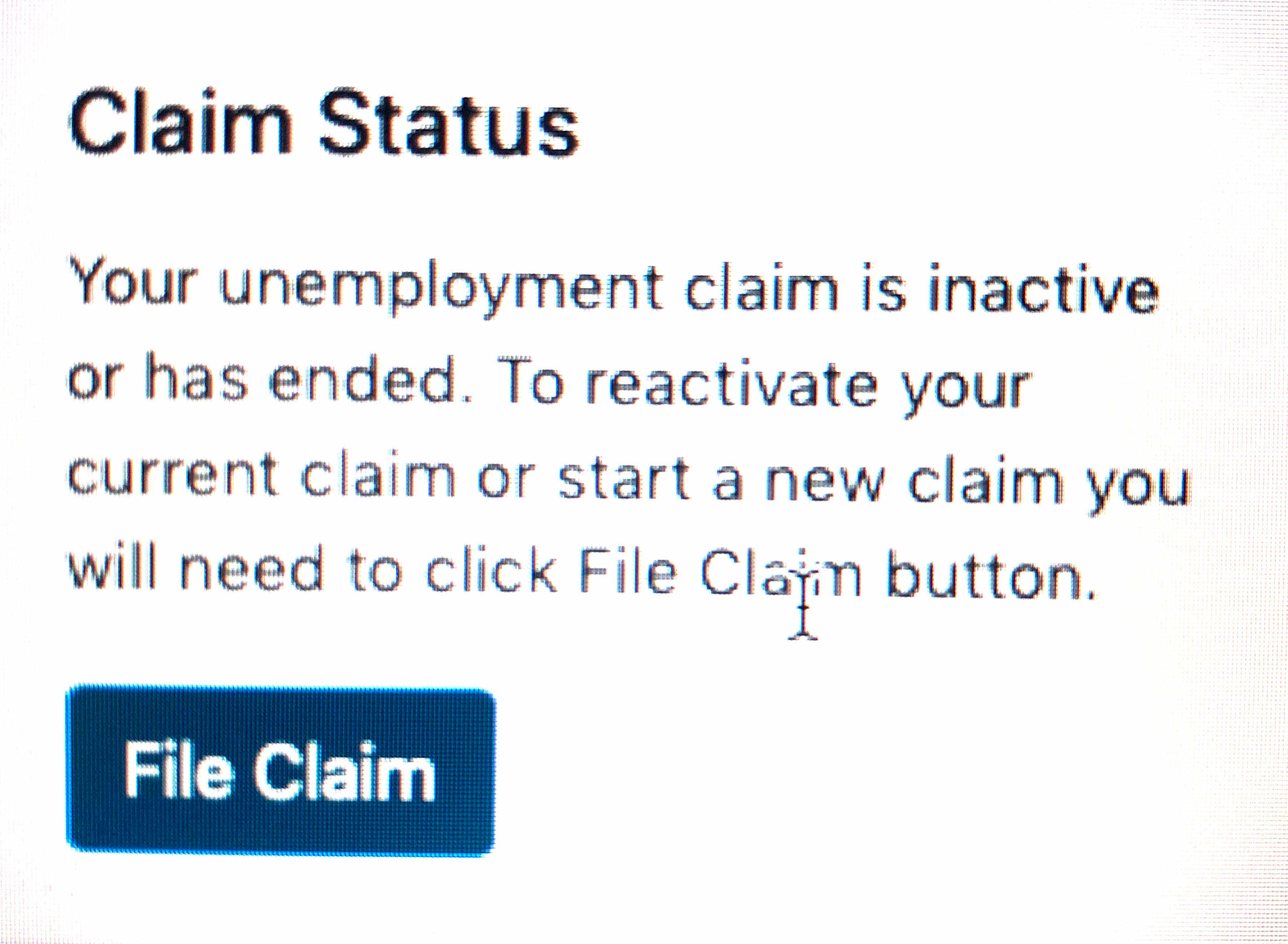 Misleading claim status message