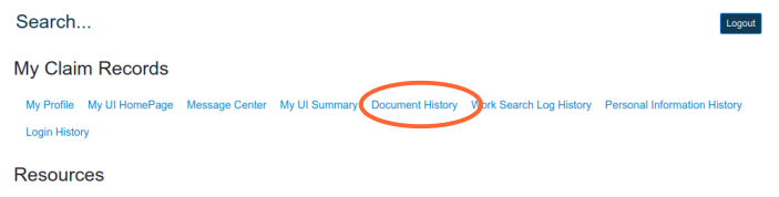 Document History option to click on