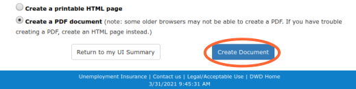 Click on the Create Document button