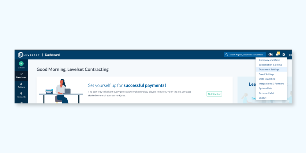 Screenshot of Levelset Document Control toolbar