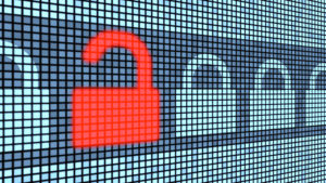 closed and open locks on screen representing national cybersecurity